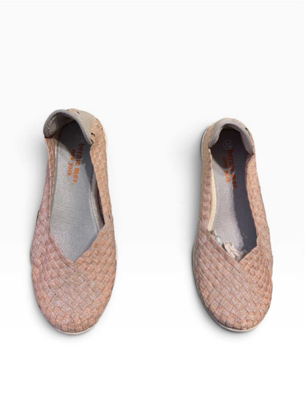 Bernie Mev Memory Foam Braided Blush Shimmer Flat - Women's Size 37 (US 6) NIB